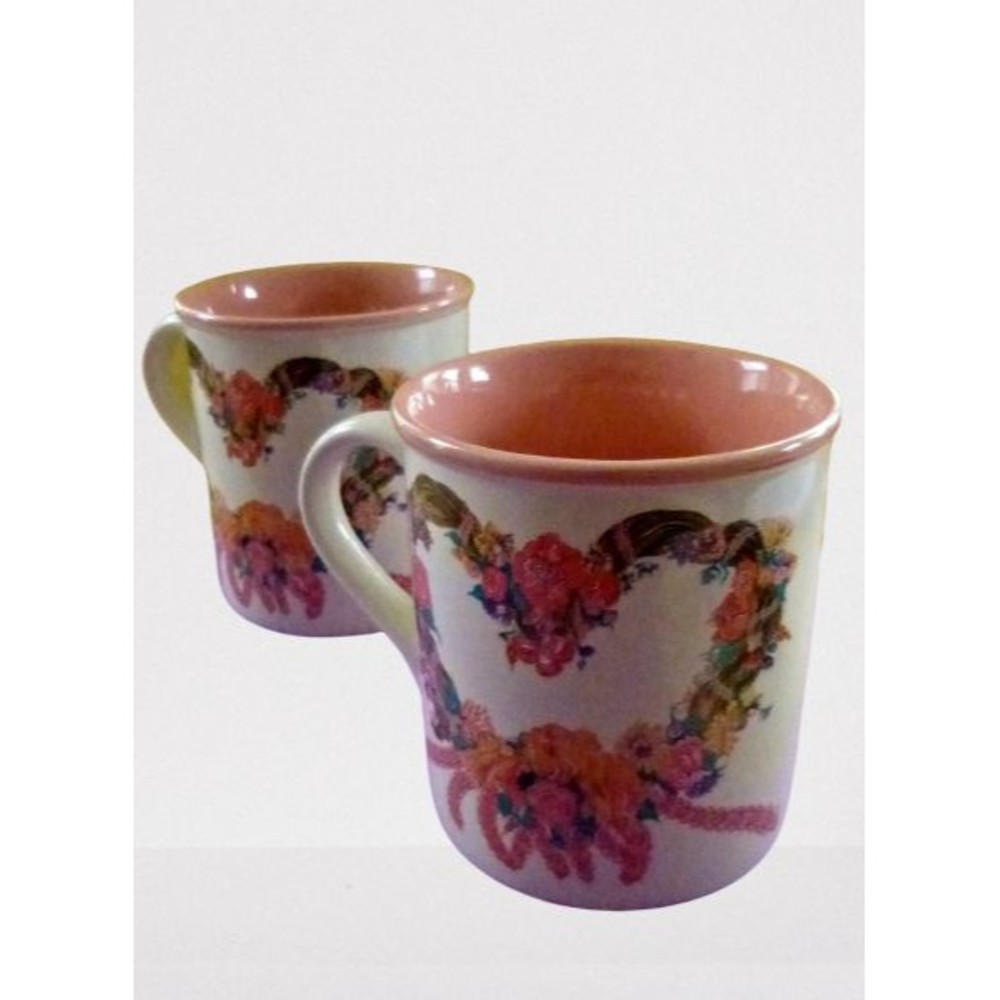 Potpourri Press Chelsea Wreath 1989 Coffee Теа Mug Cup Set Porcelain  Decorated